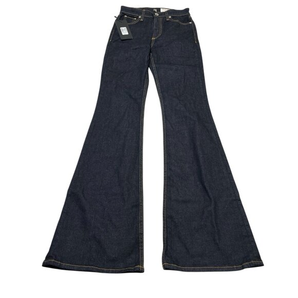 Rag & Bone Jeans Womens 24 Casey High Rise Flare Dark Rinse Denim Classic Boho - Picture 3 of 11